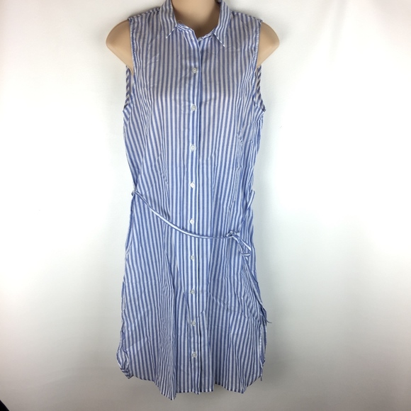 striped sleeveless shirt dress
